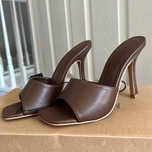 brown open toe heels
